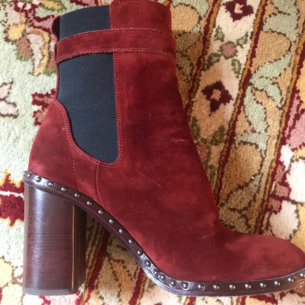 rag & bone Studded Burgundy Suede Boots